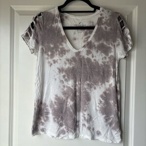 American Eagle Outfitters Gray Tie-Dye Short Sleeve Top